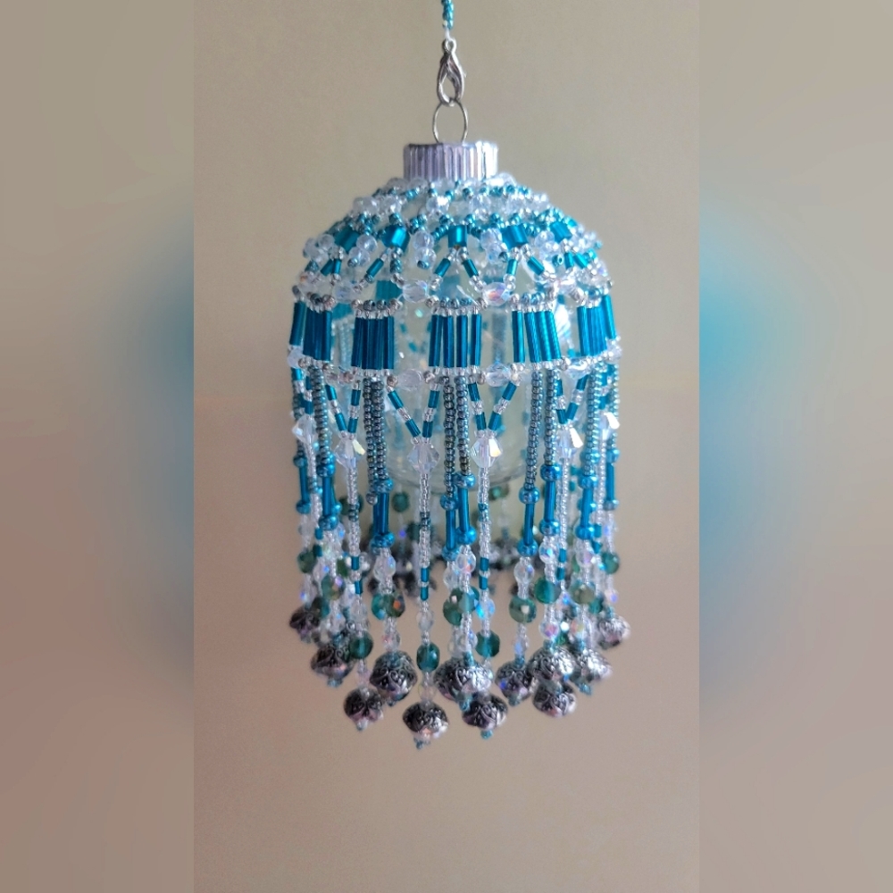 Christmas beaded ornament cover.